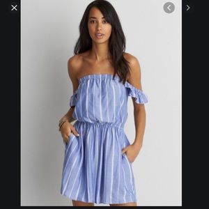AEO blogger Off the Shoulder fit and flare dress
